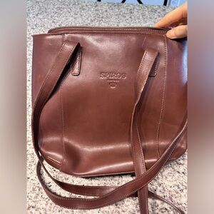 Spiros Pelle Italian Leather Crossbody Bag Purse, Made in Italy, Brown Cognac